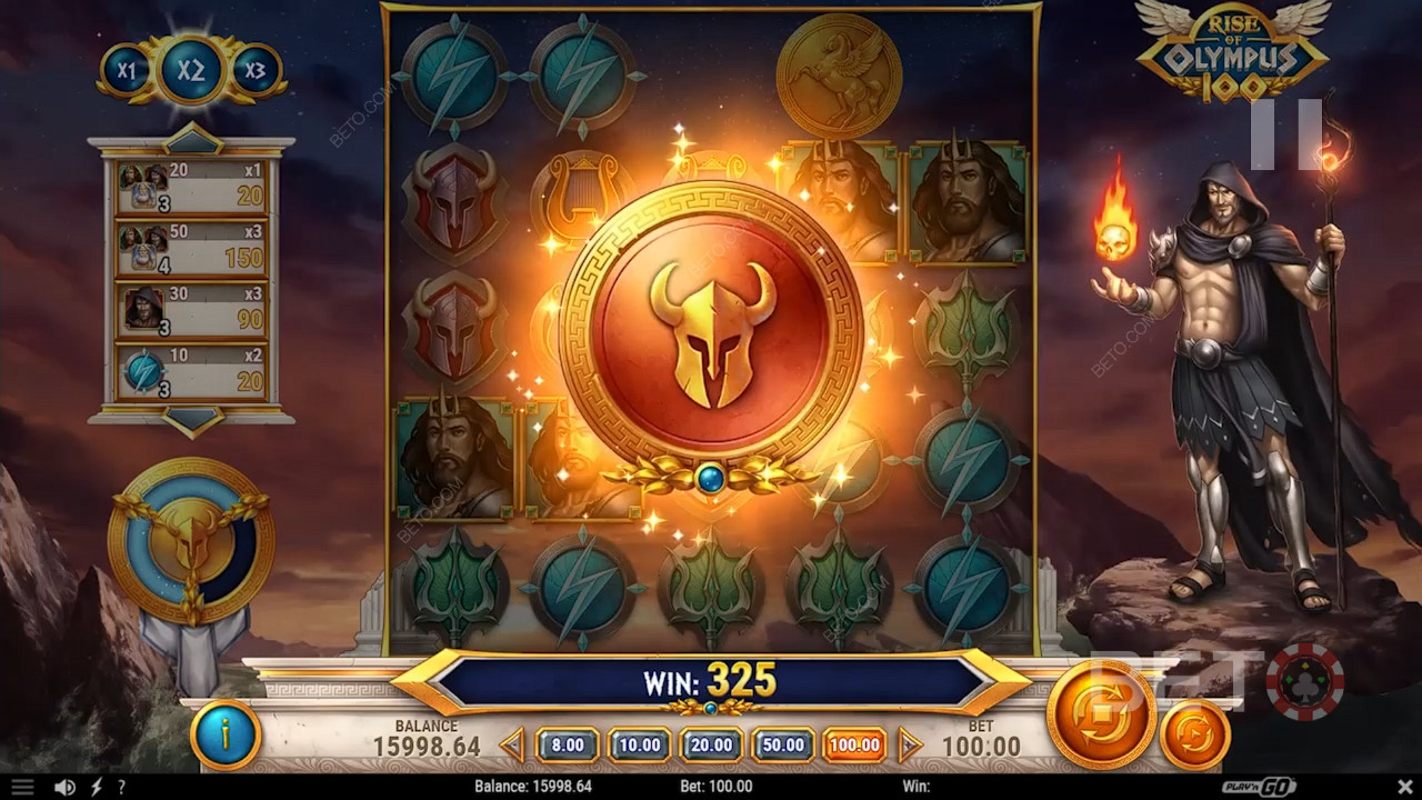 คำอธิบายฟีเจอร์โบนัสใน Rise of Olympus 100 โดย Play
