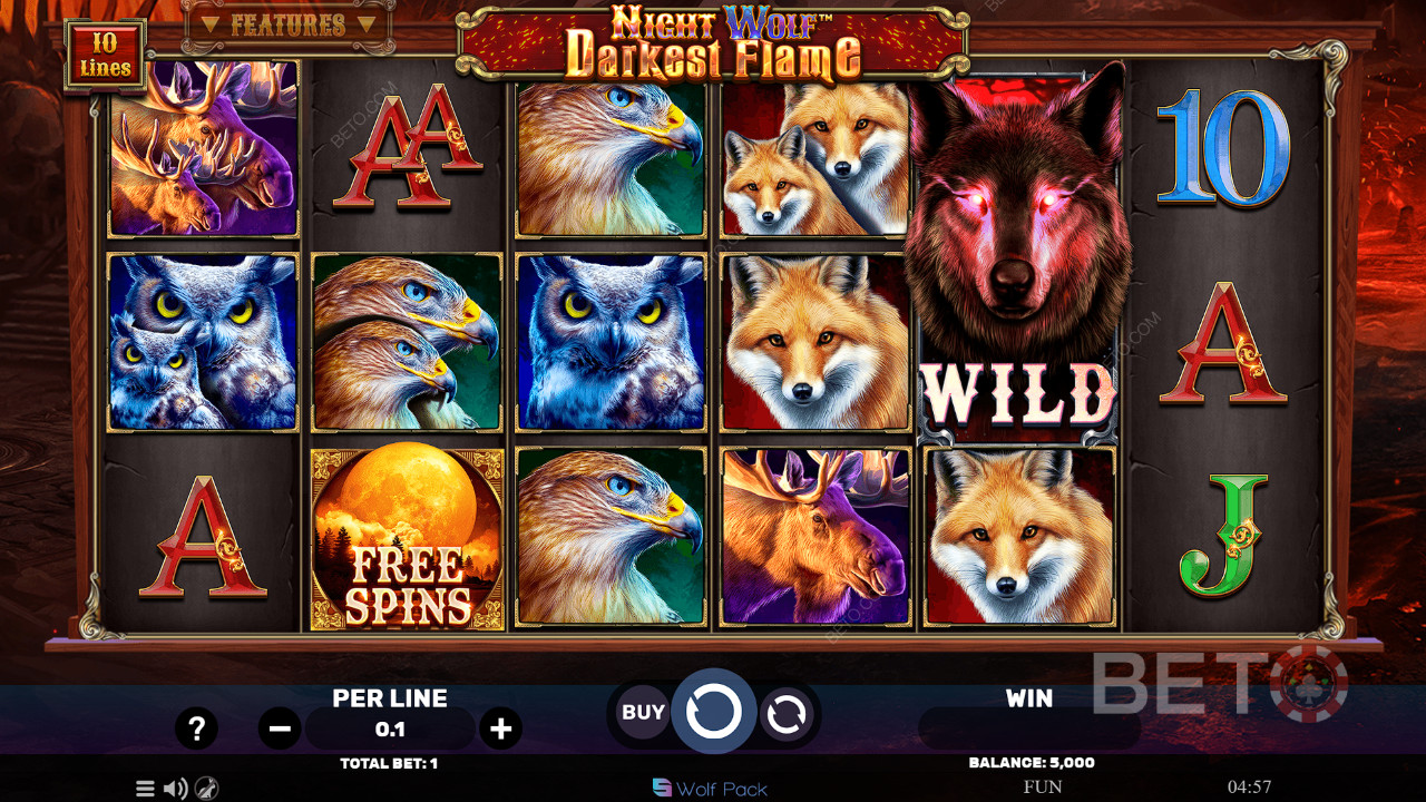 รีวิว Night Wolf Darkest Flame โดย BETO Slots