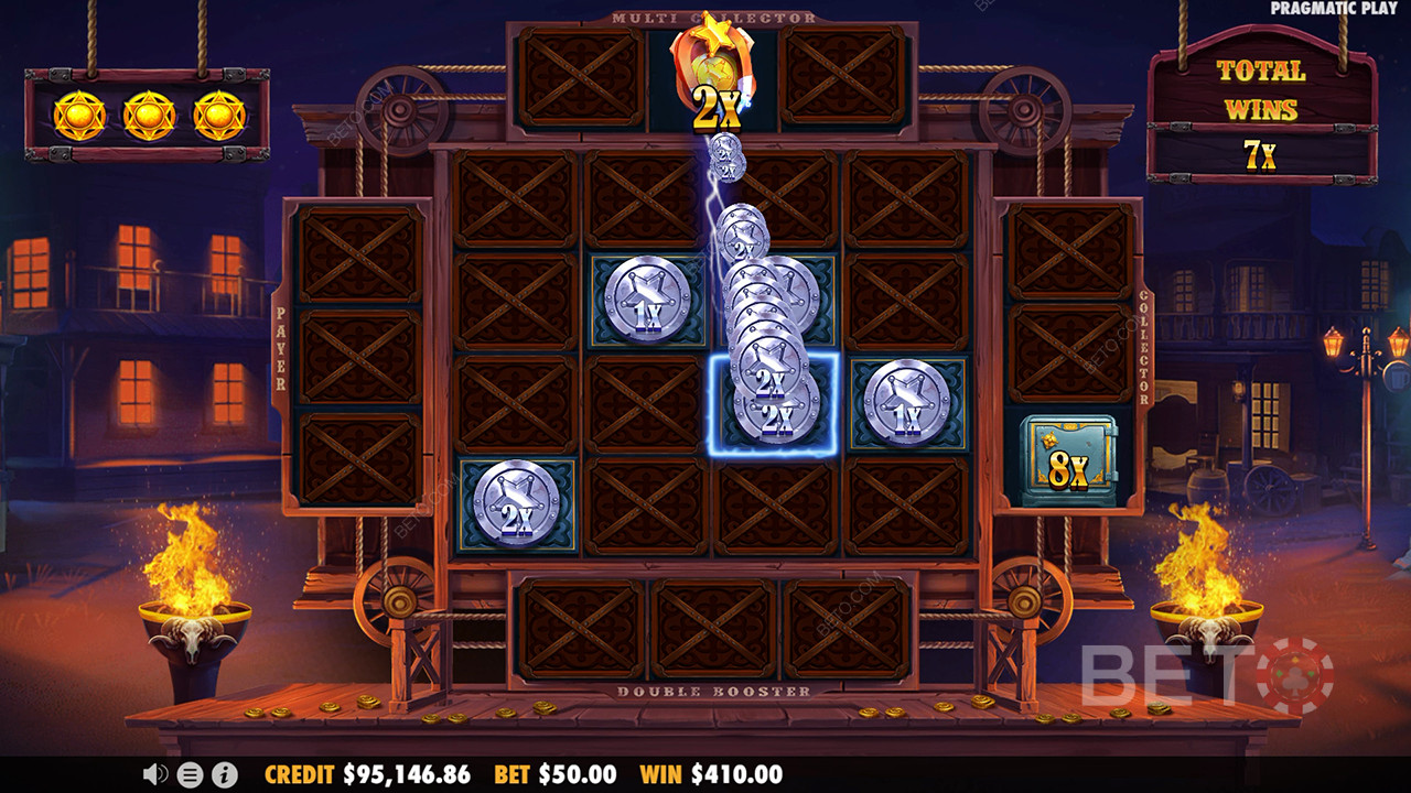 คำอธิบายฟีเจอร์โบนัสใน Cowboy Coins โดย Pragmatic Play