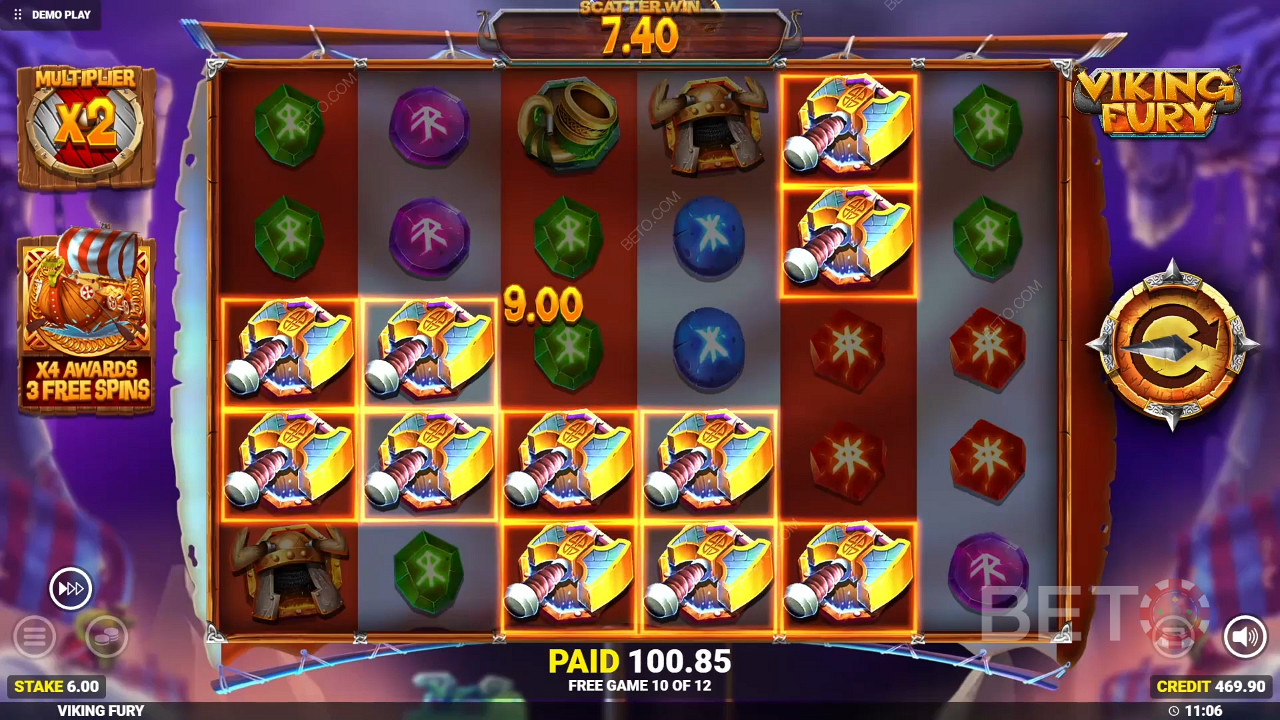รับรางวัล 10,000 เท่าของเดิมพันของคุณในสล็อตออนไลน์ Viking Fury Spinfinity!