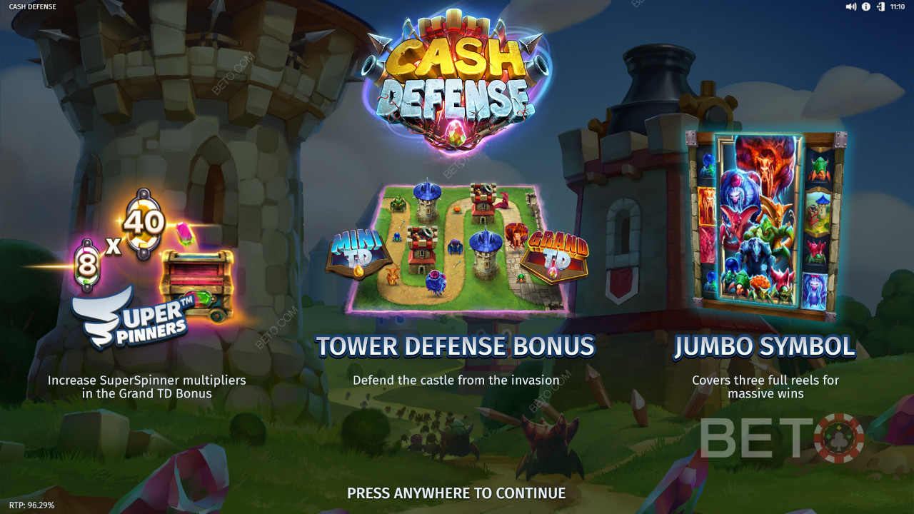 ชนะ 20,000 เท่าของการเดิมพันของคุณในสล็อต Cash Defense!