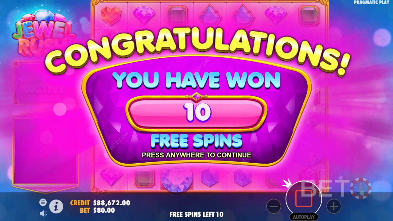รับรางวัล 5,000x เดิมพันของคุณในสล็อต Jewel Rush!