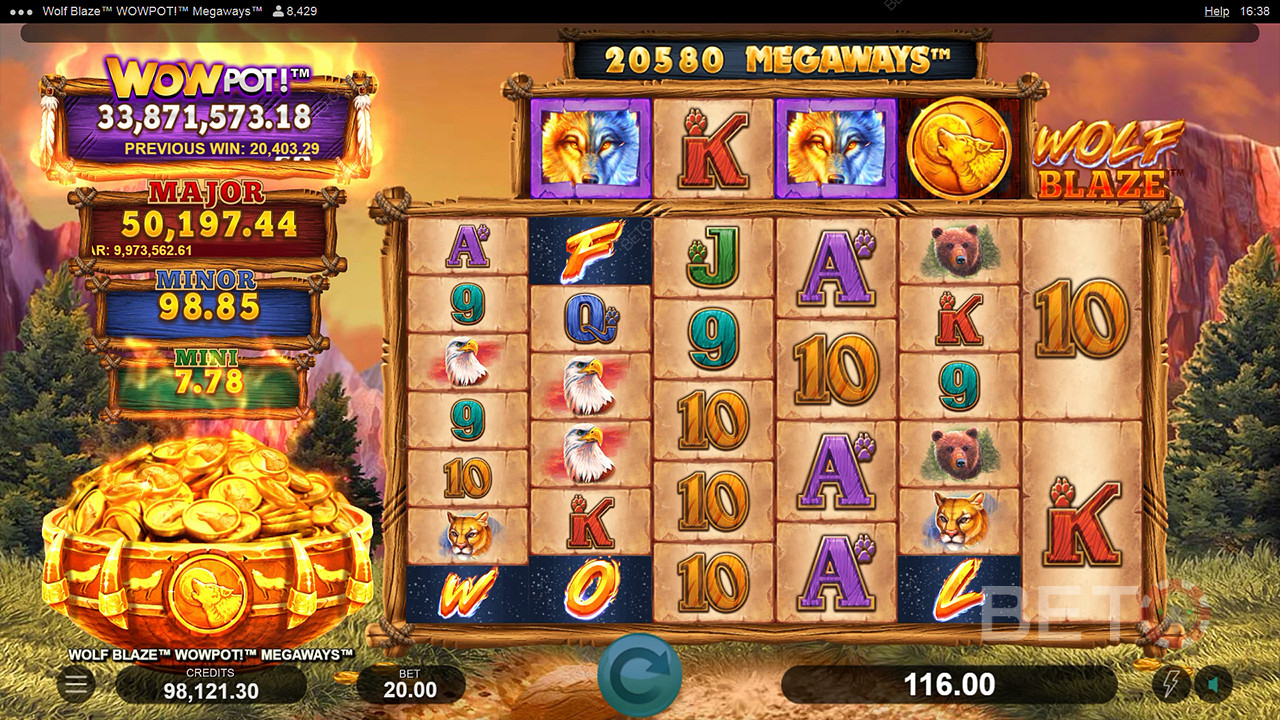 Wolf Blaze WOWPOT! Megaways เล่นฟรี