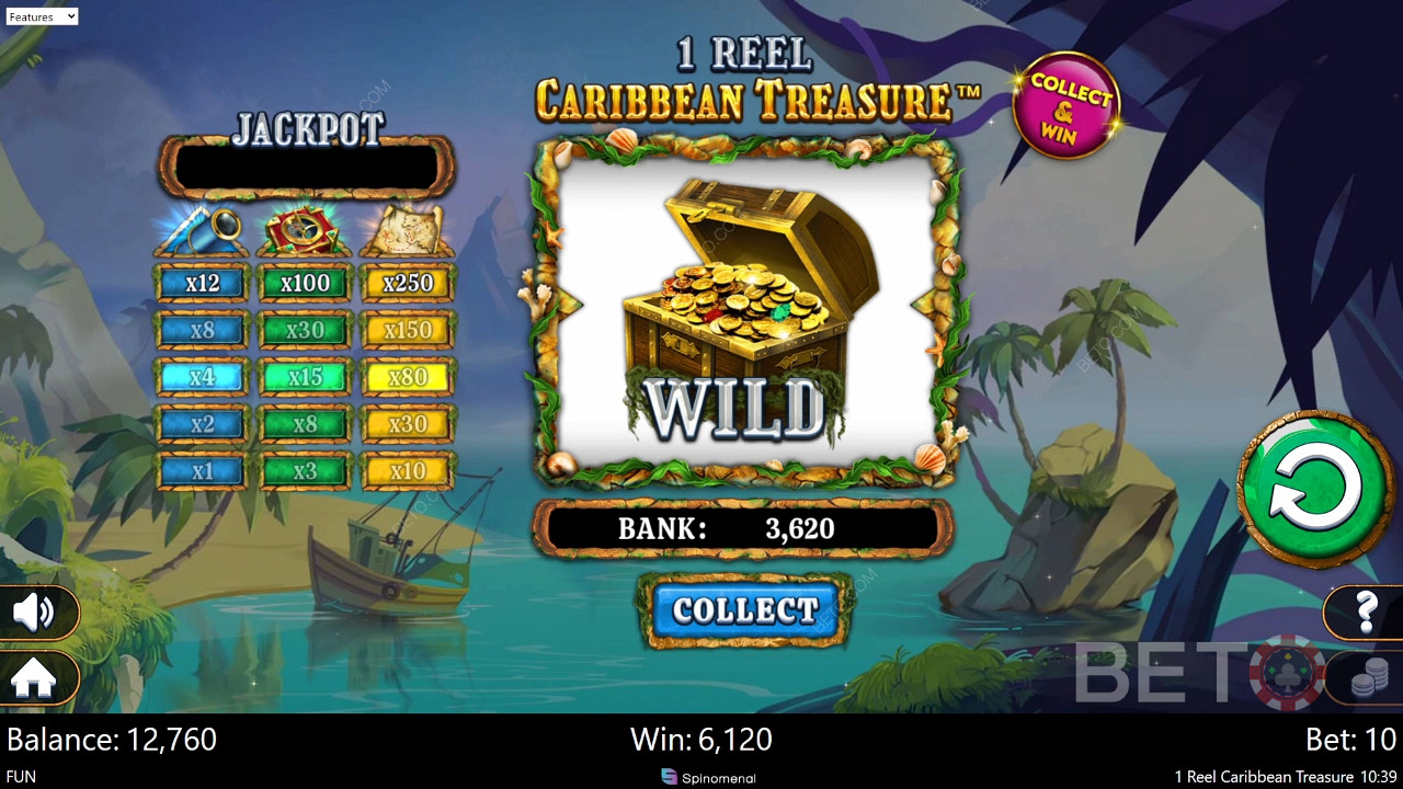 1 Reel Caribbean Treasure เล่นฟรี