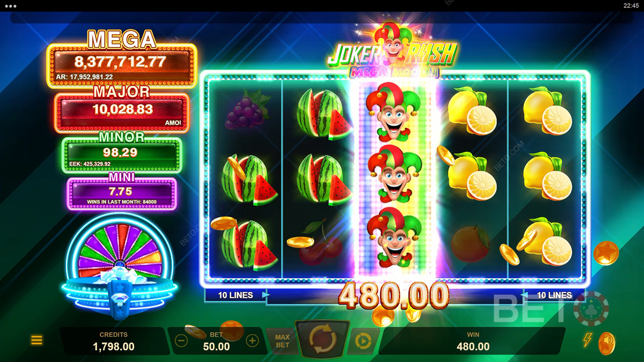 รีวิว Joker Rush Mega Moolah จาก BETO Slots