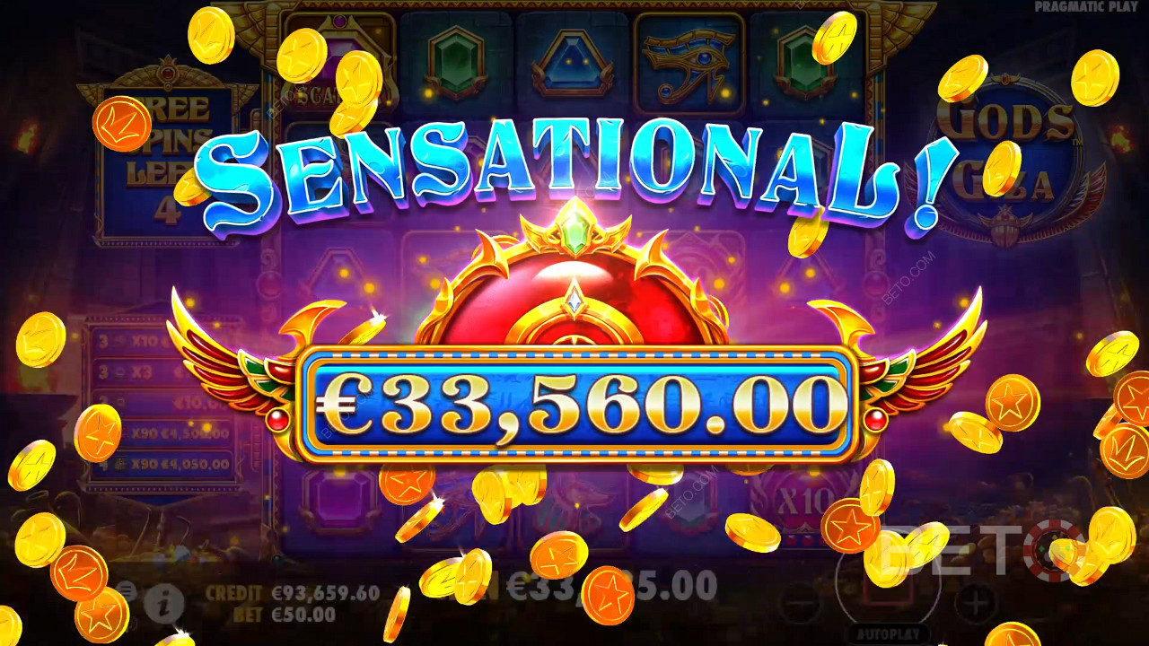 รับรางวัล 5,000x เดิมพันของคุณในสล็อตแมชชีน Gods of Giza!