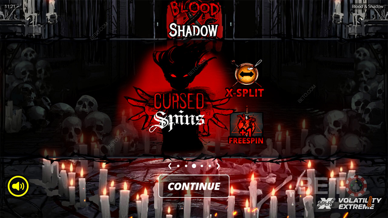 ชนะ 6,666x เดิมพันของคุณในวิดีโอสล็อต Blood and Shadow!
