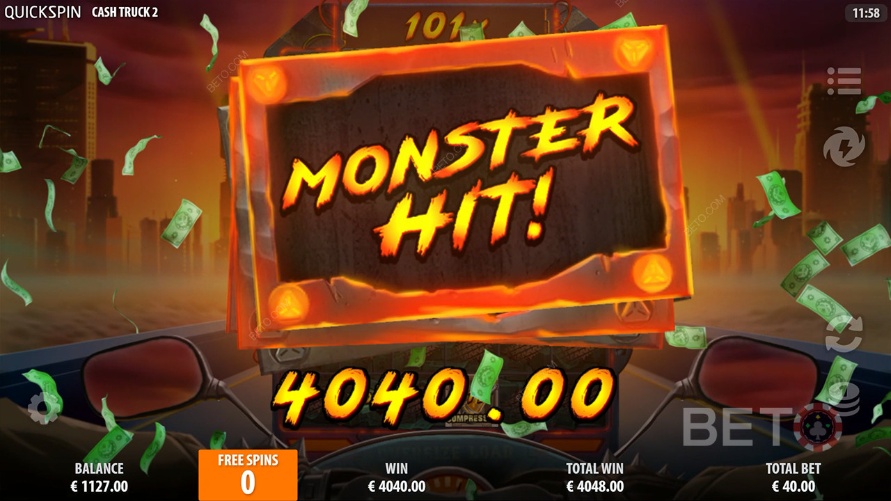 รับรางวัล 35,000 เท่าของเดิมพันของคุณในสล็อตออนไลน์ Cash Truck 2!