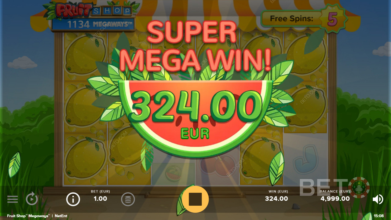 พบกับ Super Mega Win ที่ตามหาใน Fruit Shop Megaways