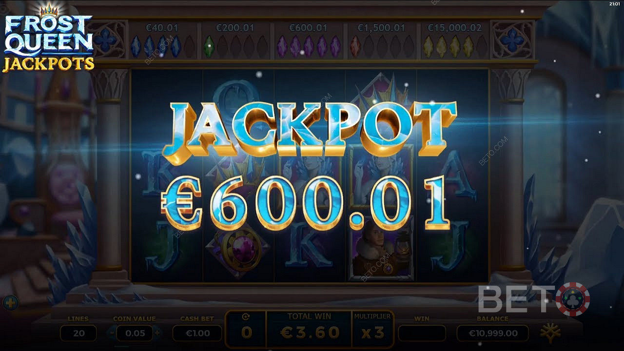 รับแจ็คพอตมูลค่า 600 ยูโรใน Frost Queen Jackpots