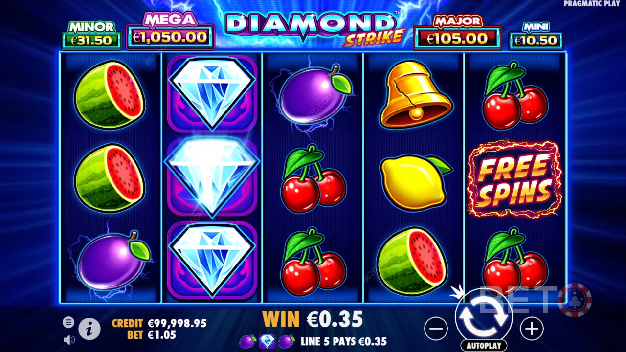 อธิบายฟีเจอร์โบนัสใน Diamond Strike โดย Pragmatic Play