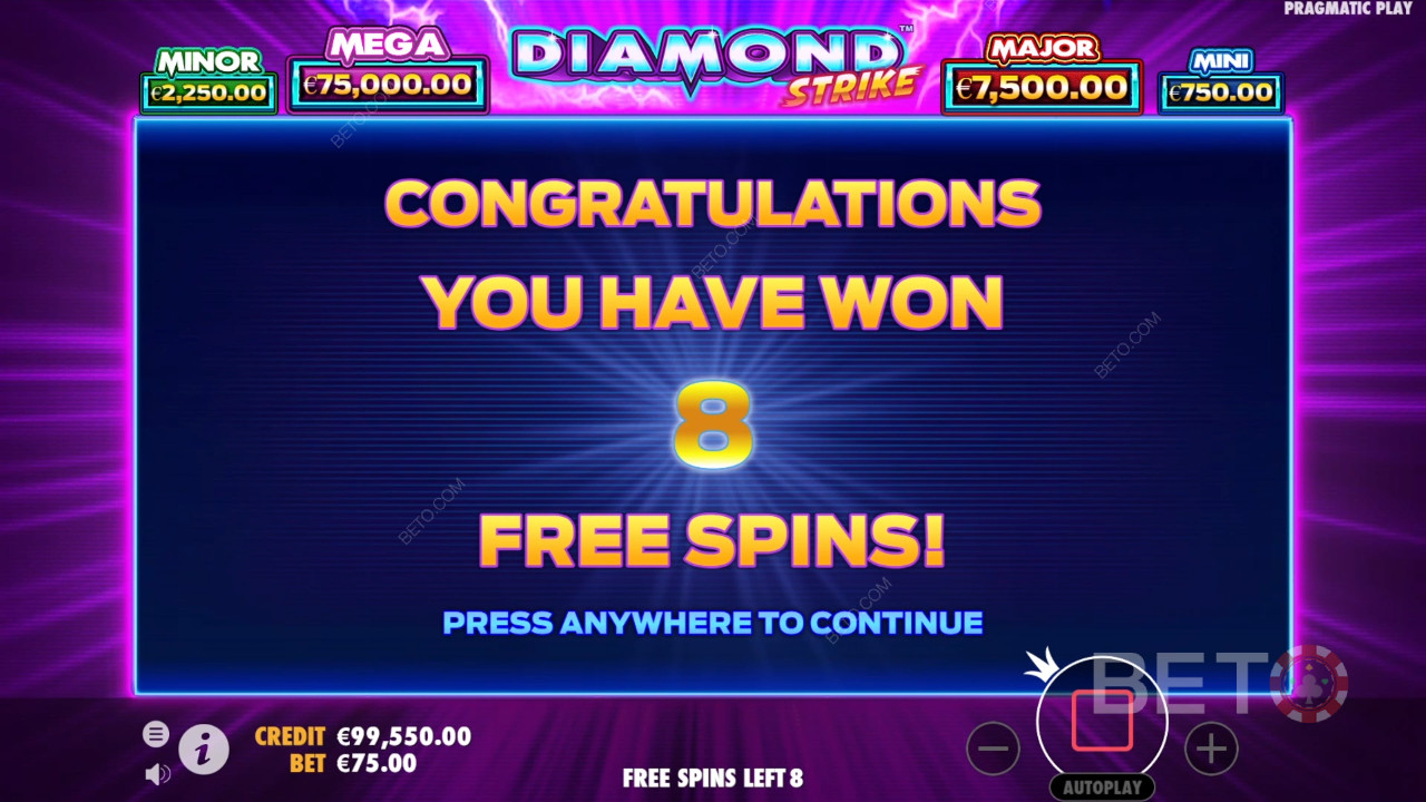 ชนะ 1,000 เท่าของการเดิมพันของคุณในสล็อตแมชชีน Diamond Strike!