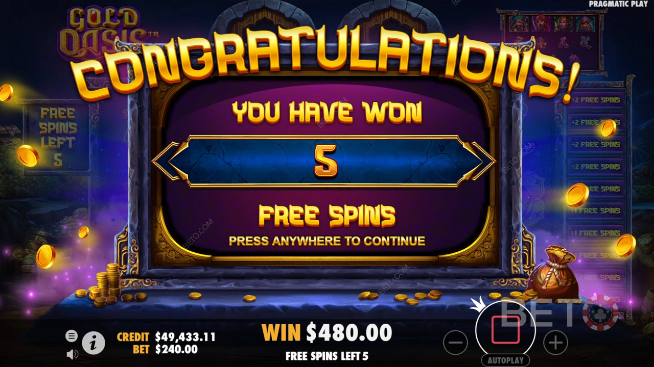 รับรางวัล 7,260x เดิมพันของคุณใน Gold Oasis Slot Online!