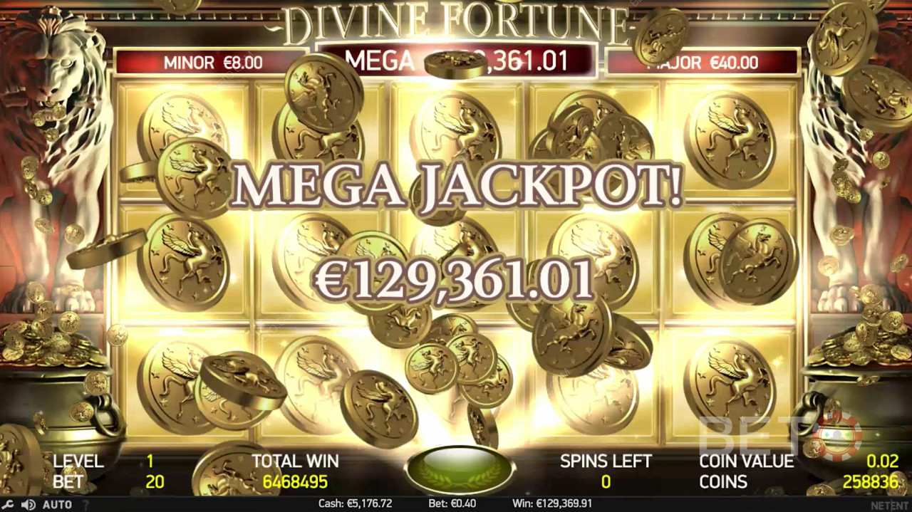 การกดปุ่ม Mega Jackpot เป็นแหล่งท่องเที่ยวหลักของ Divine Fortune