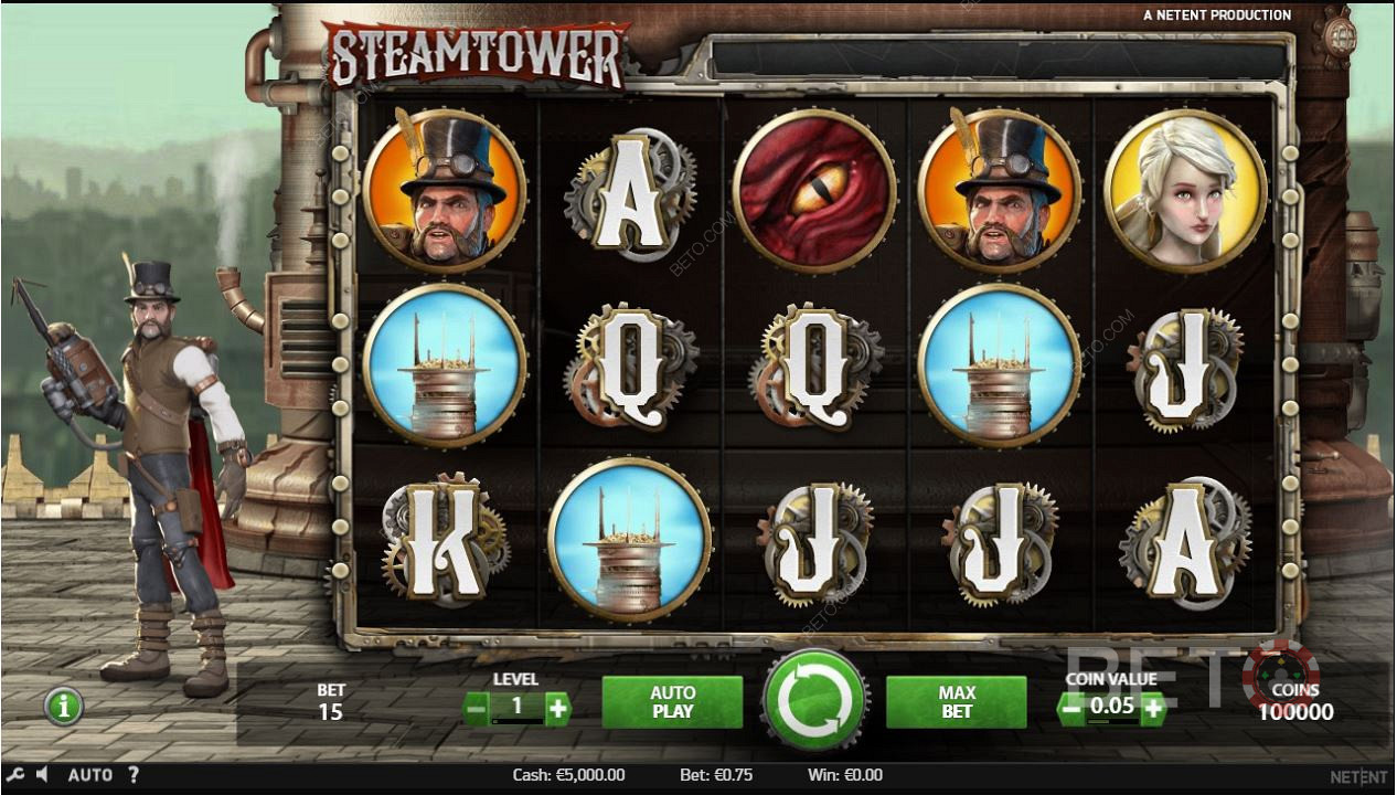 การเล่นเกมของ Steam Tower สล็อตออนไลน์