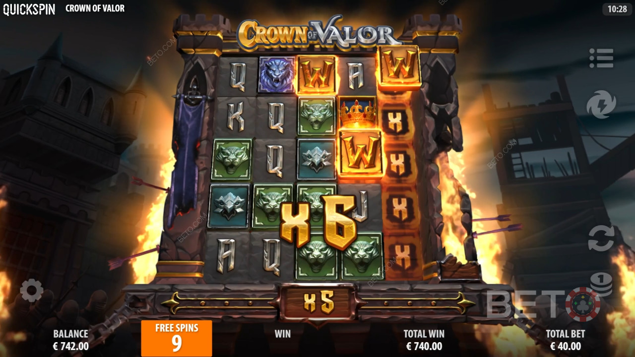 ฟีเจอร์โบนัสที่อธิบายไว้ใน Crown of Valor โดย Quickspin