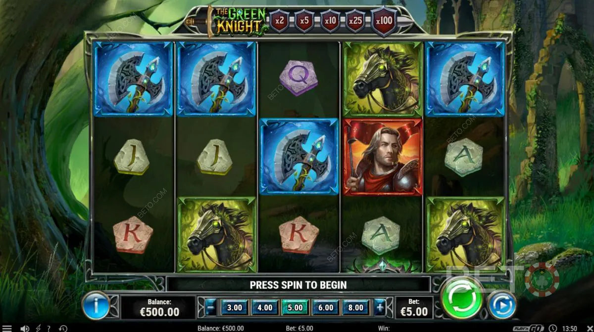 ตัวอย่างการเล่นเกมของวิดีโอสล็อต The Green Knight