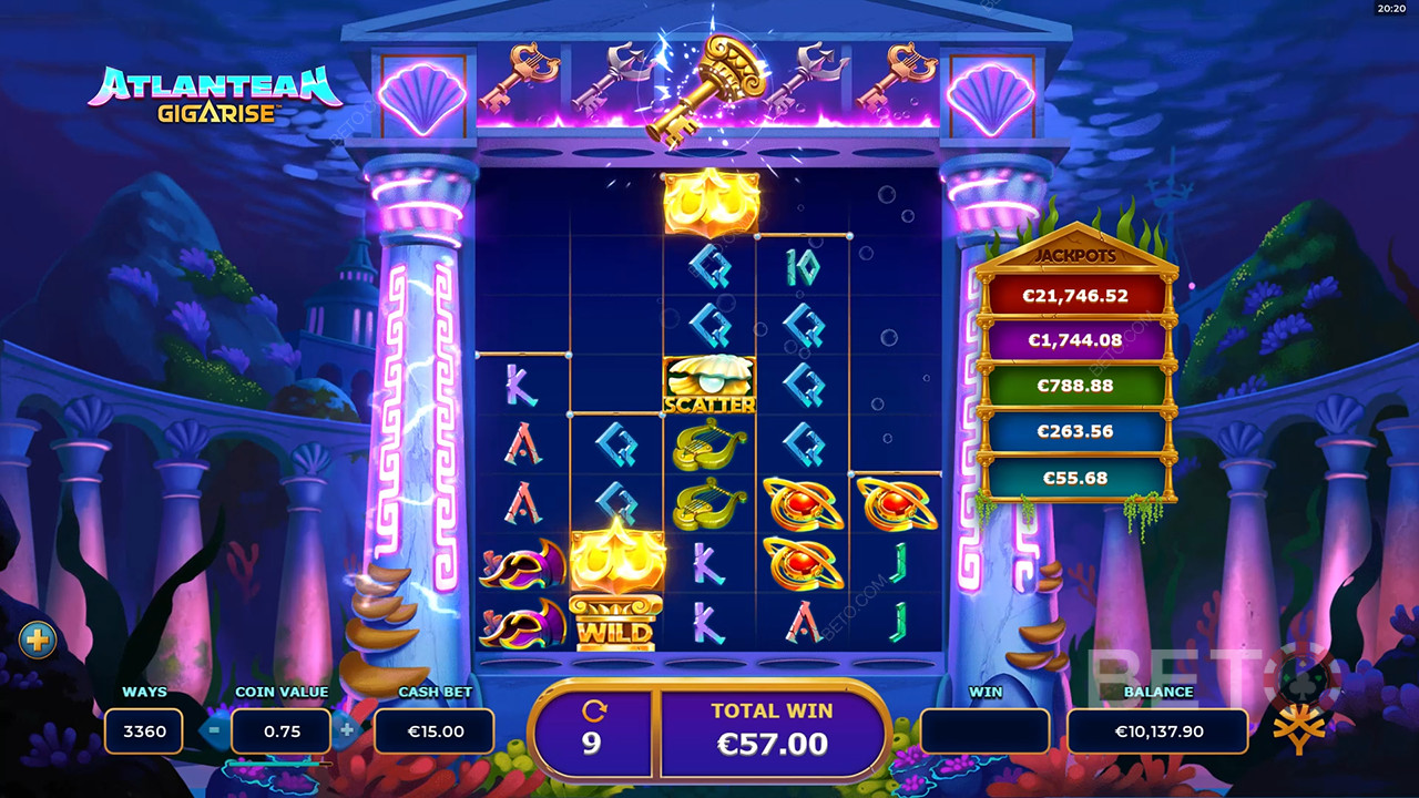 รีวิว Atlantean Gigarise โดย BETO Slots