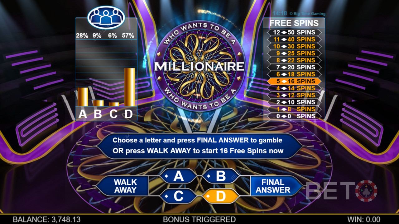 Who Wants To Be A Millionaire Megaways - กาลเวลาถามผู้ฟังหรือโทรหาเพื่อนหากคุณต้องการเป็นเศรษฐีคนต่อไป!