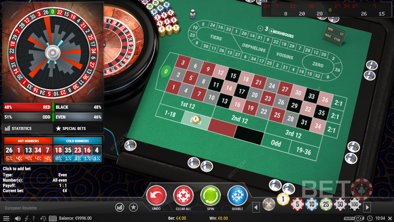 ดูสถิติใน European Roulette Pro Casino Game