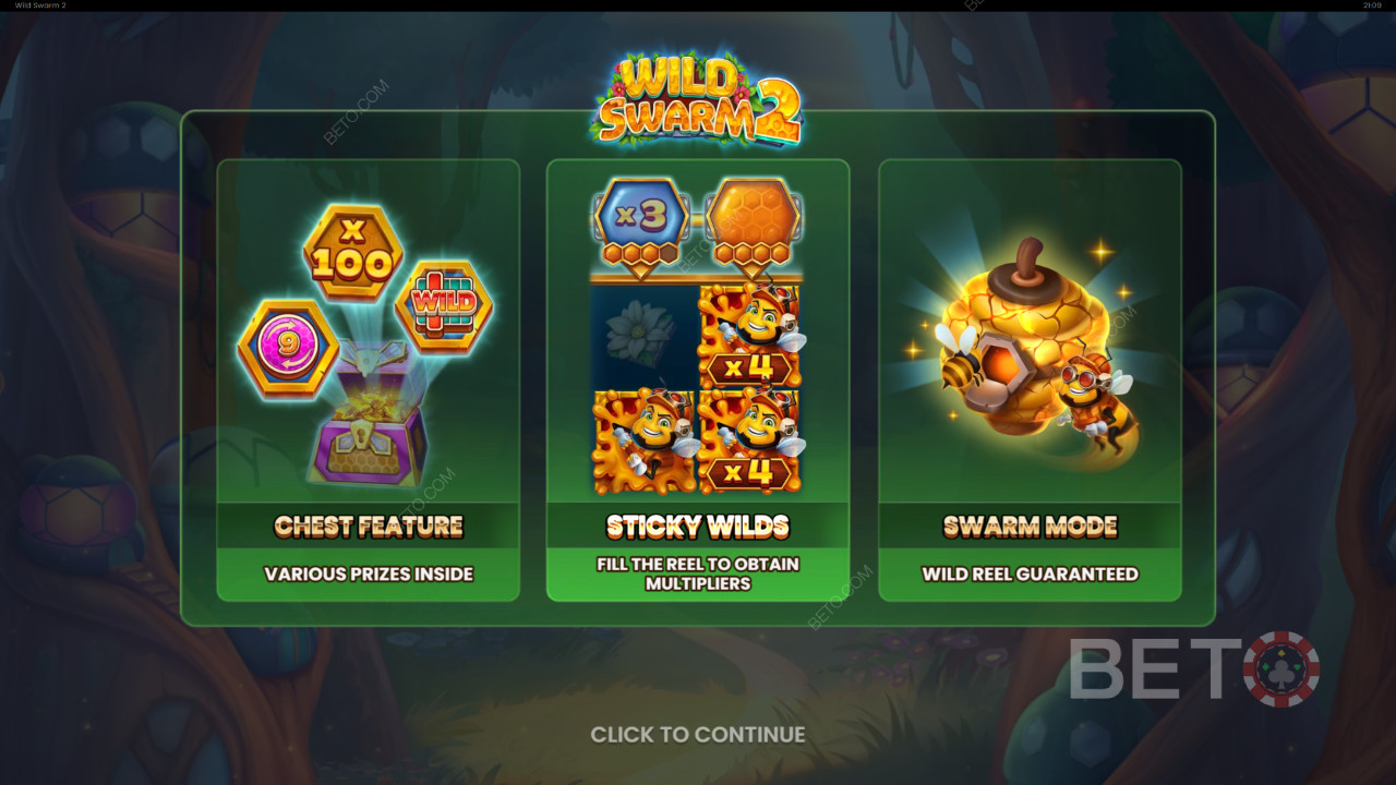 คำอธิบายฟีเจอร์โบนัสใน Wild Swarm 2 โดย Push Gaming