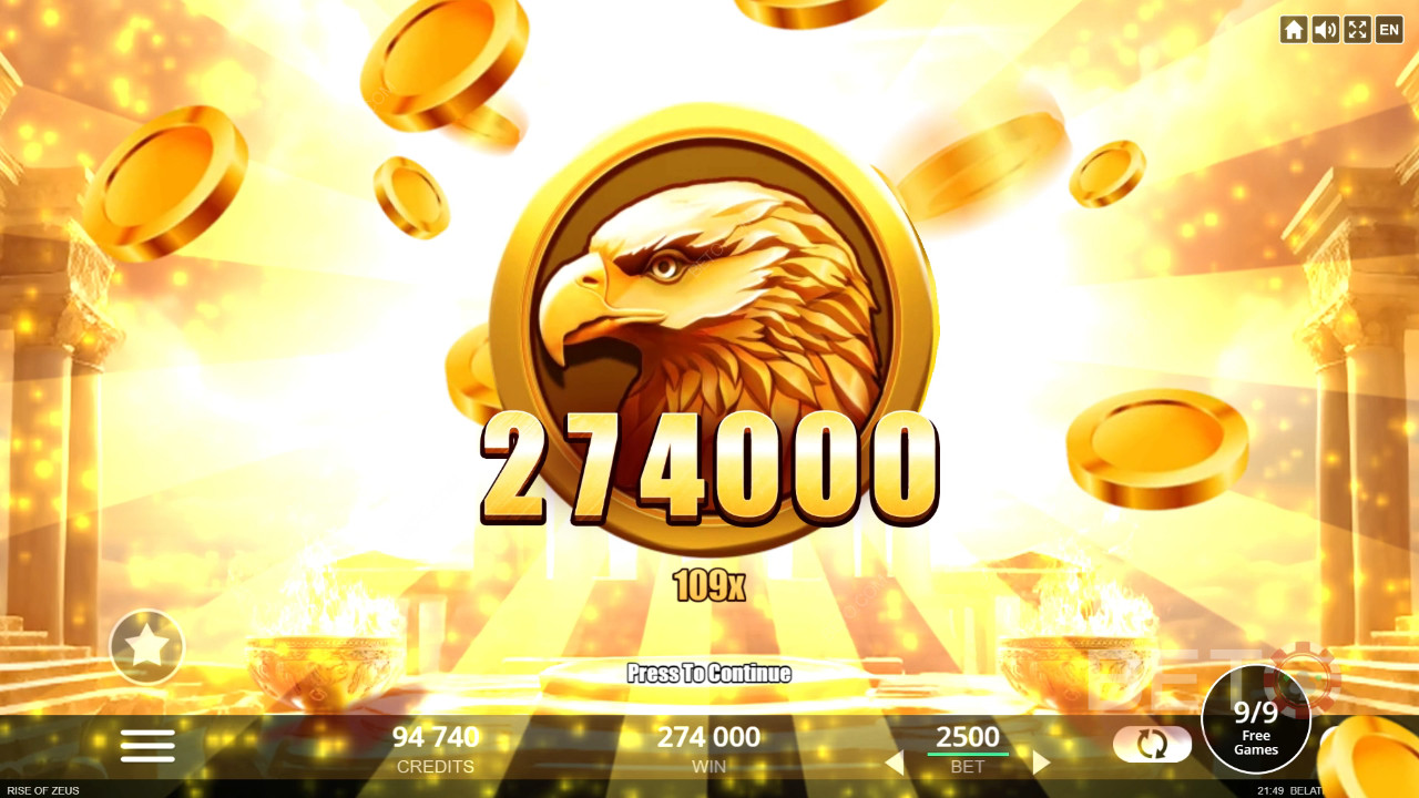 รับรางวัล 10,000 เท่าของเดิมพันของคุณในสล็อตออนไลน์ Rise of Zeus!