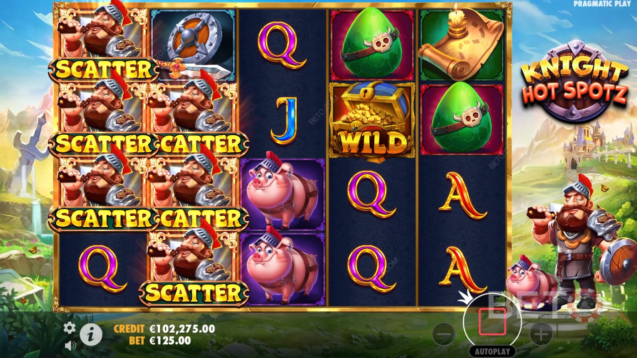 คำอธิบายฟีเจอร์โบนัสใน Knight Hot Spotz โดย Pragmatic Play