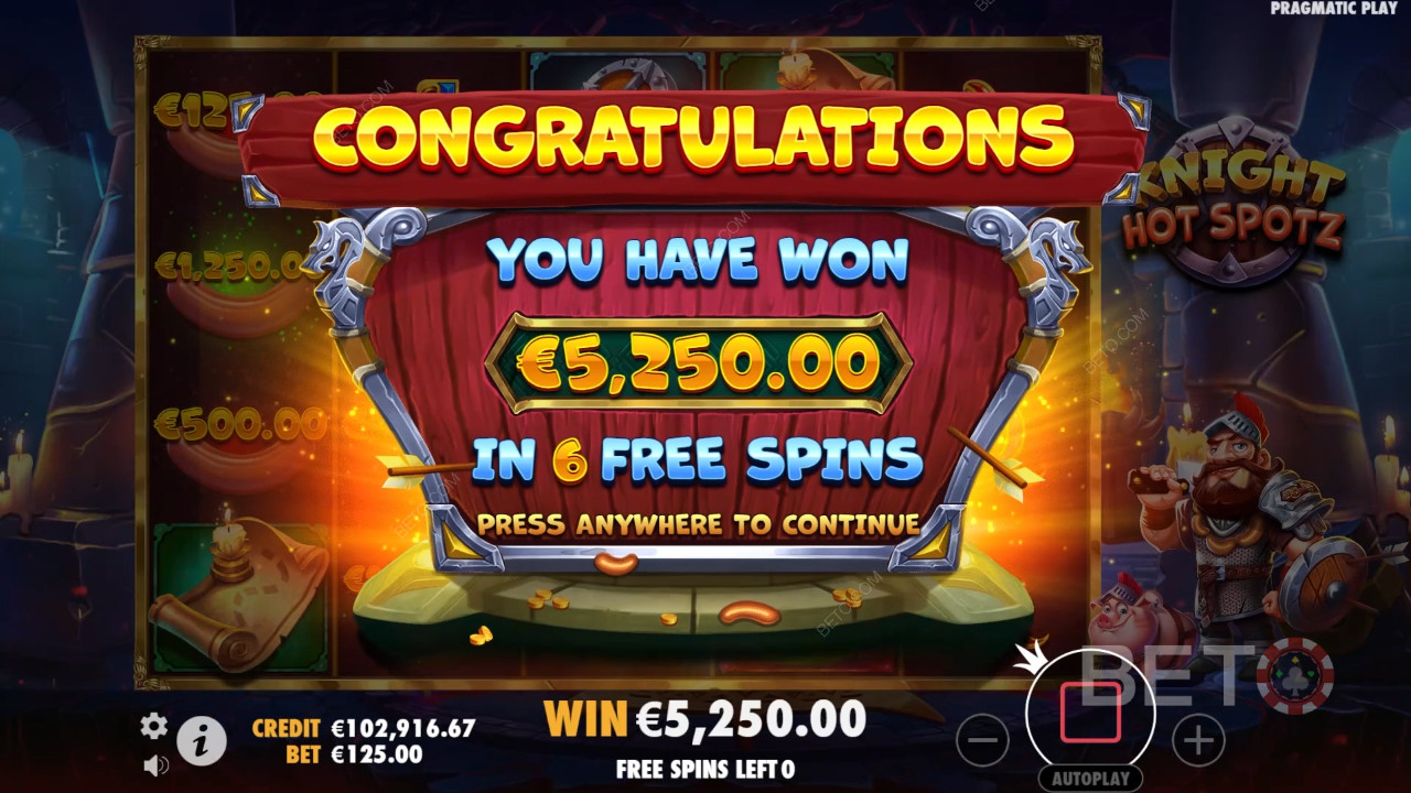 รับรางวัล 2,000 เท่าของเดิมพันของคุณในสล็อตออนไลน์ Knight Hot Spotz!