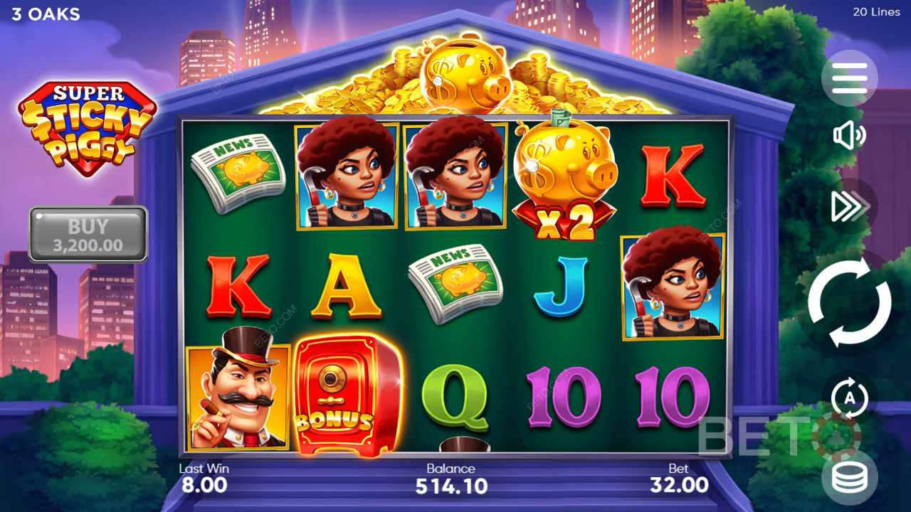 วิธีเล่นเกม Super Sticky Piggy ของ 3 Oaks Gaming
