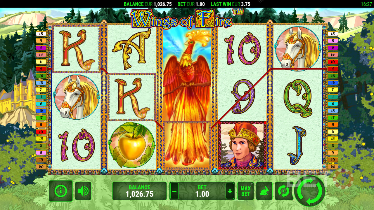 รับรางวัล 2,000 เท่าของเดิมพันของคุณในสล็อตแมชชีน Wings of Fire!