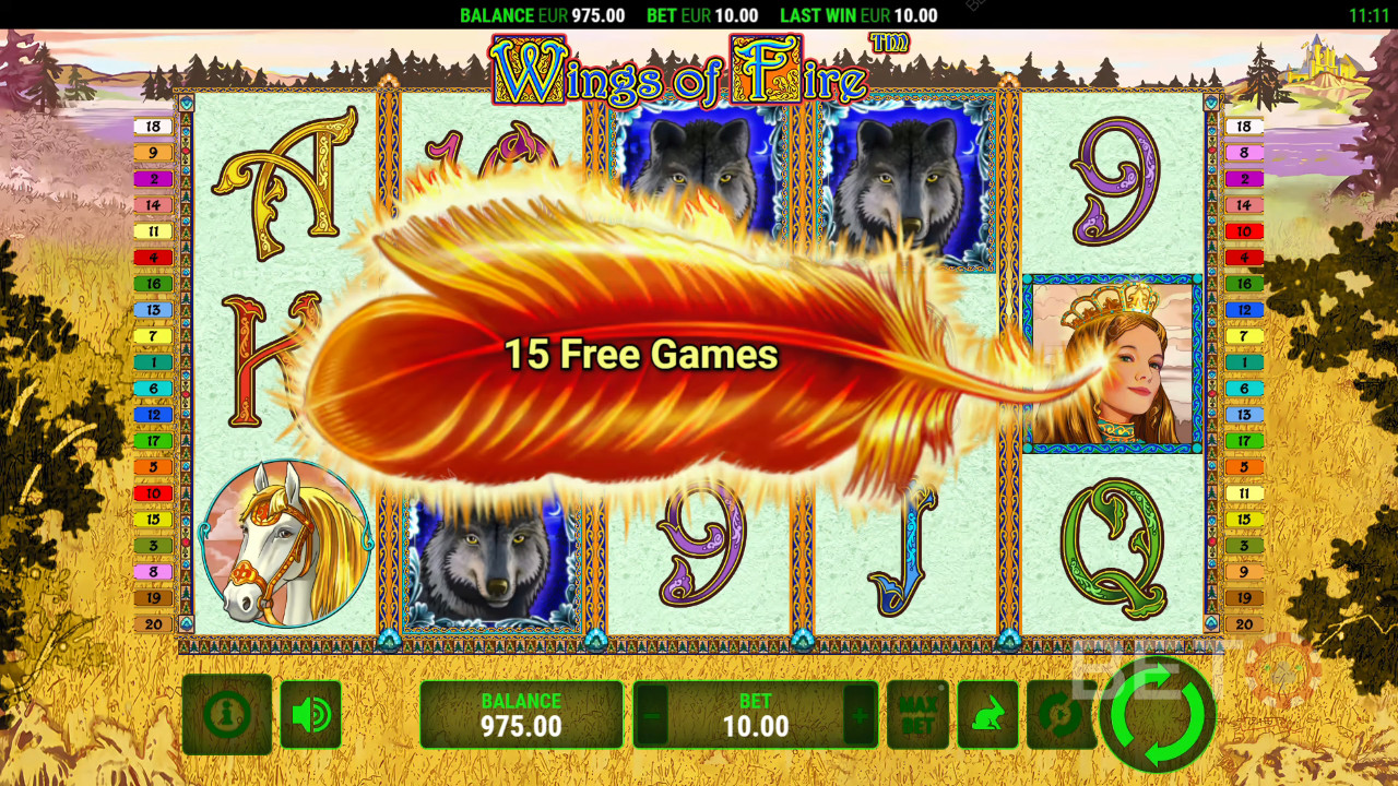 ฟีเจอร์โบนัสที่อธิบายไว้ใน Wings of Fire โดย Greentube