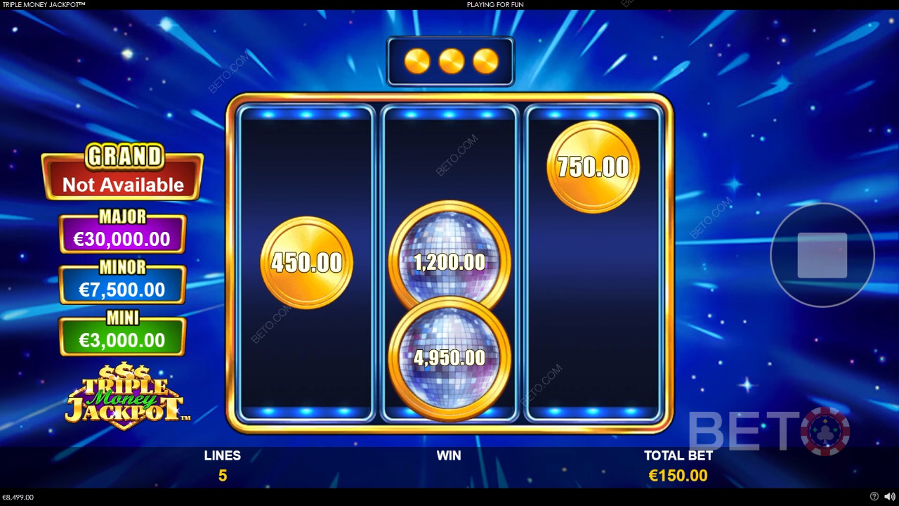 คำอธิบายฟีเจอร์โบนัสใน Triple Money Jackpot โดย Playtech