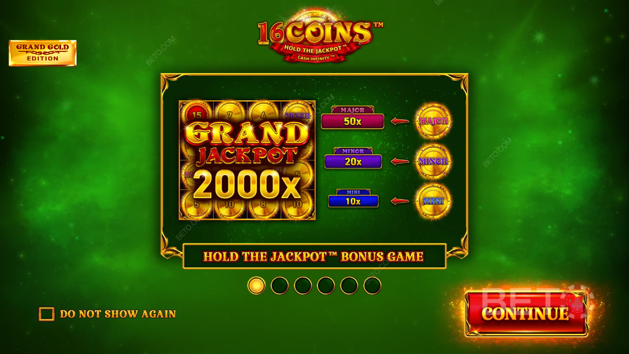 ชนะ 2,000 เท่าของการเดิมพันของคุณในสล็อตออนไลน์ 16 Coins Grand Gold Edition!
