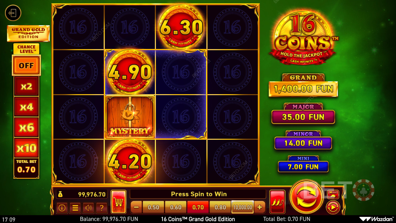 วิธีเล่น 16 Coins Grand Gold Edition ของ Wazdan