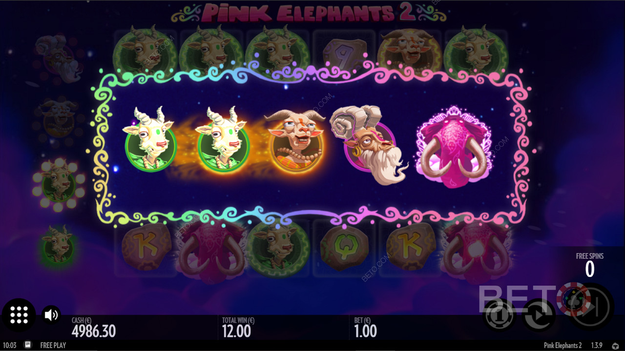 สัญลักษณ์สุดเจ๋งอัพเกรดโบนัสใน Pink Elephants 2
