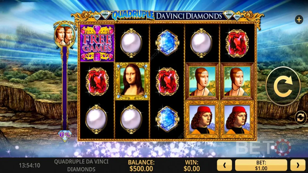 การเล่นเกมของ Quadruple Da Vinci Diamonds สล็อตออนไลน์