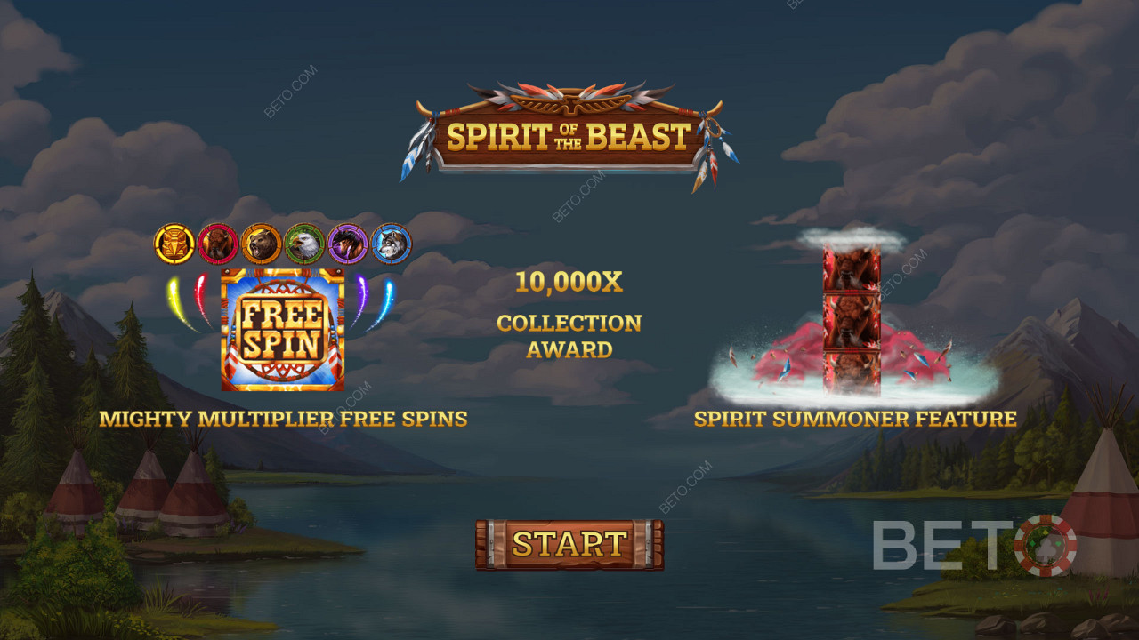 หน้าจอแนะนำสล็อต Spirit of the Beast