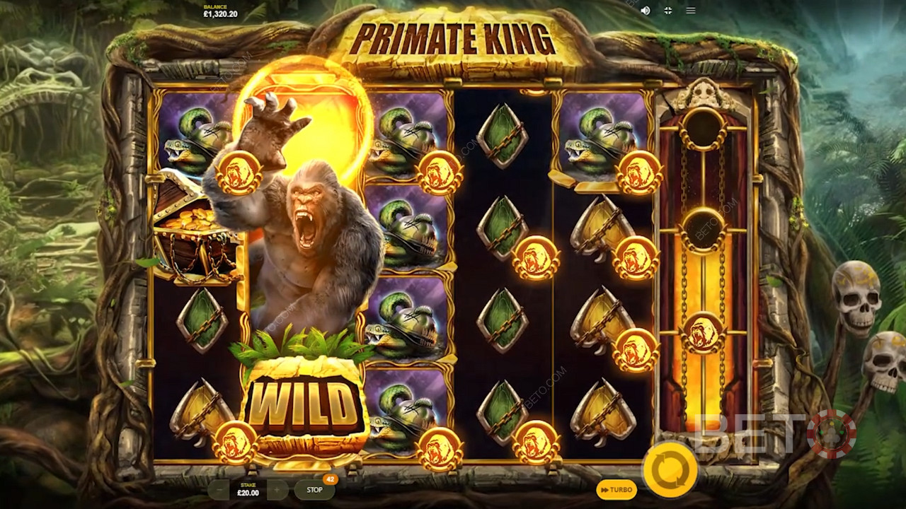 Primate King จาก Red Tiger Gaming มาพร้อมกับคุณสมบัติโบนัสที่ยอดเยี่ยมมากมาย