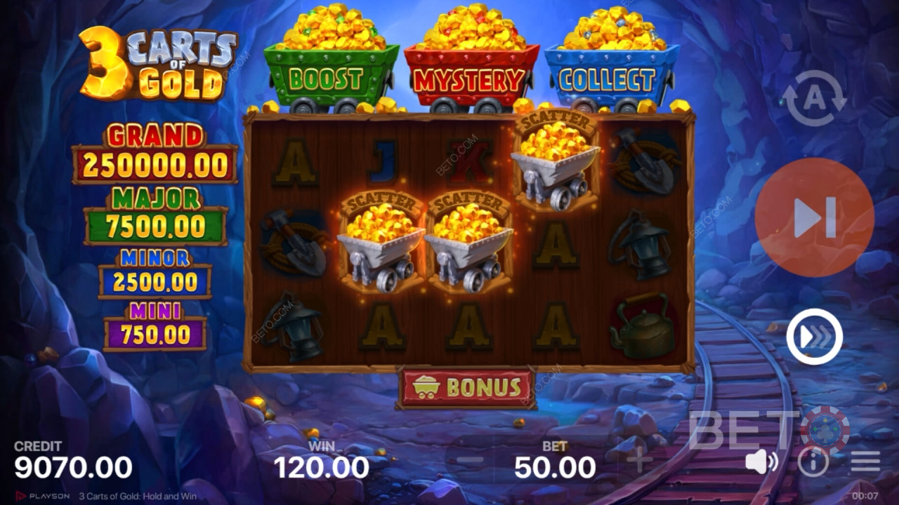 3 Carts of Gold: Hold and Win รีวิวโดย BETO Slots