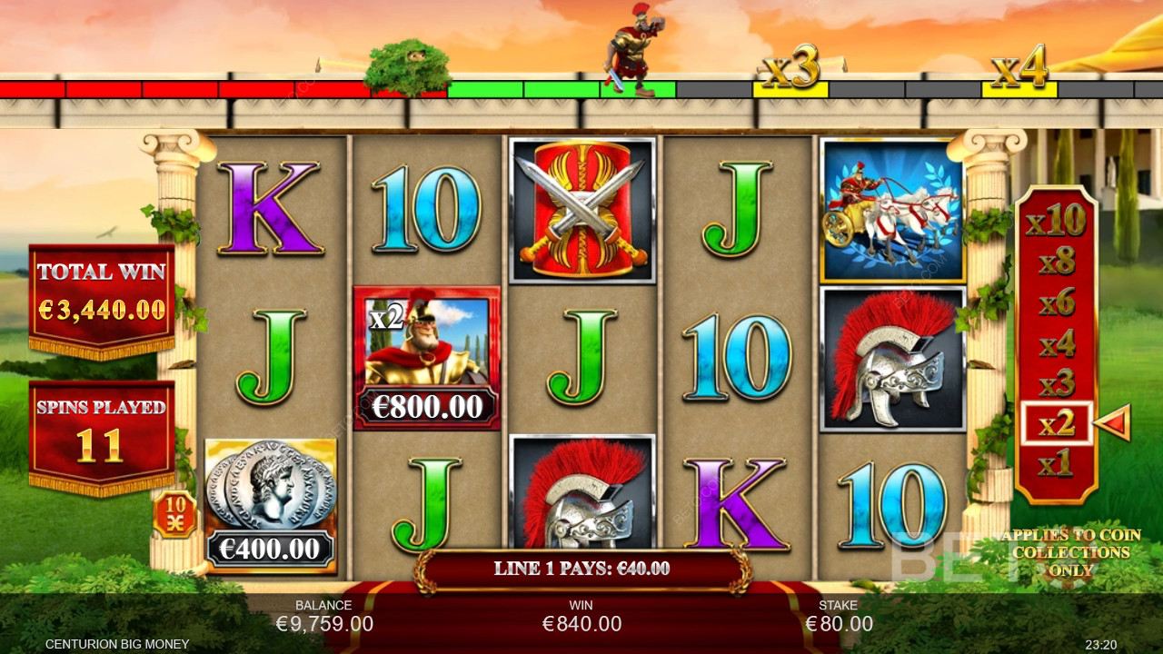 รับรางวัล 2,500 เท่าของเงินเดิมพันของคุณในสล็อต Centurion Big Money!