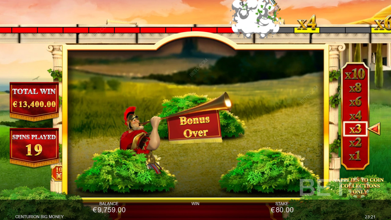คำอธิบายคุณสมบัติโบนัสใน Centurion Big Money โดย Inspired Gaming