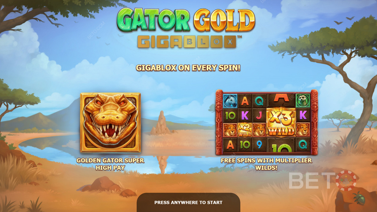 หน้าจอแนะนำของ Gator Gold Gigablox