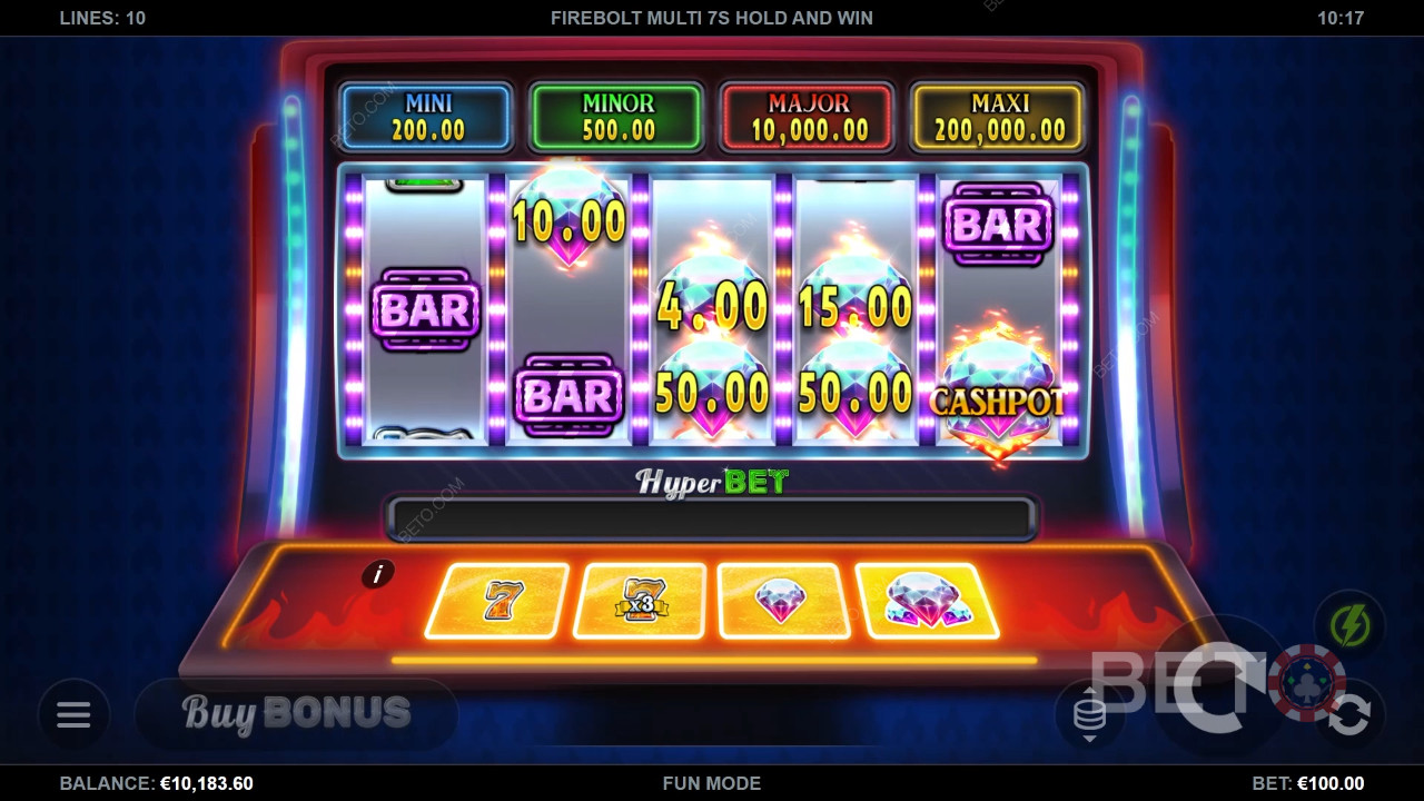 รีวิว Firebolt Multi 7s Hold and Win จาก BETO Slots