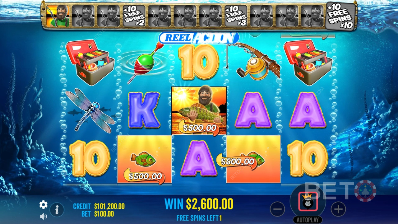 คำอธิบายฟีเจอร์โบนัสใน Big Bass Bonanza Reel Action โดย Reel Kingdom