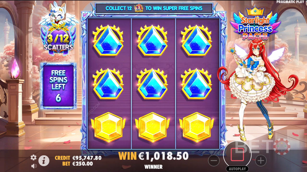 คำอธิบายฟีเจอร์โบนัสในเกม Starlight Princess Pachi โดย Pragmatic Play