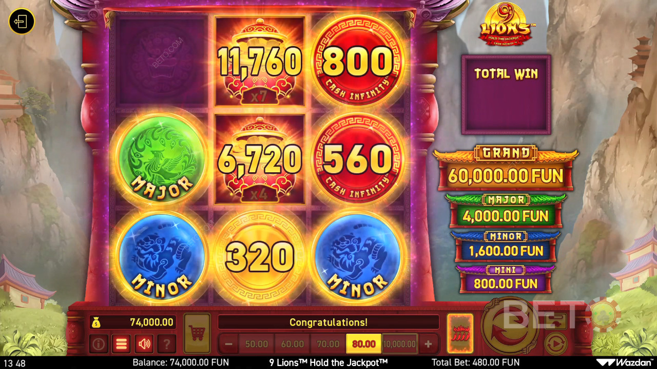 รีวิว 9 Lions Hold the Jackpot โดย BETO Slots