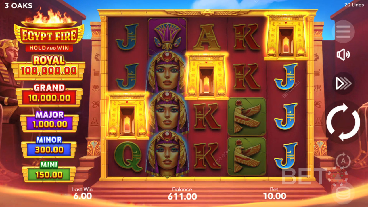 วิธีเล่นเกม Egypt Fire ของ 3 Oaks Gaming