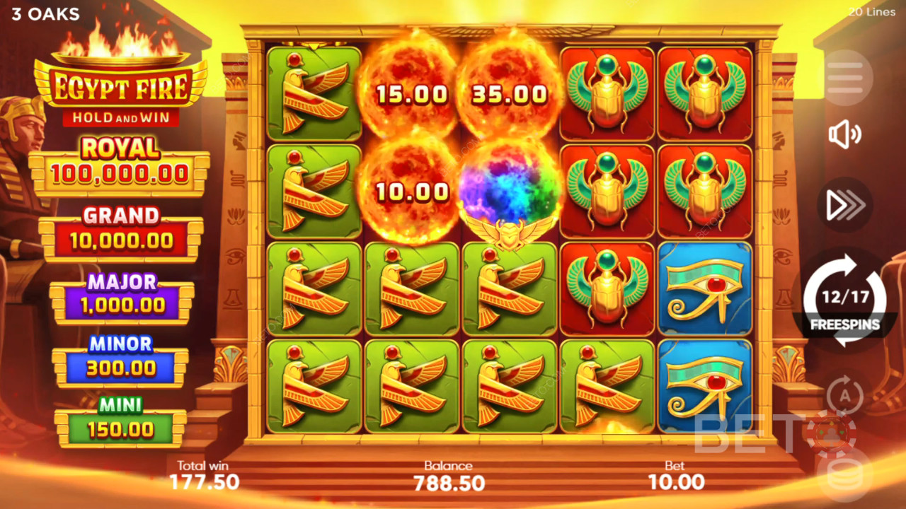อธิบายฟีเจอร์โบนัสใน Egypt Fire โดย 3 Oaks Gaming