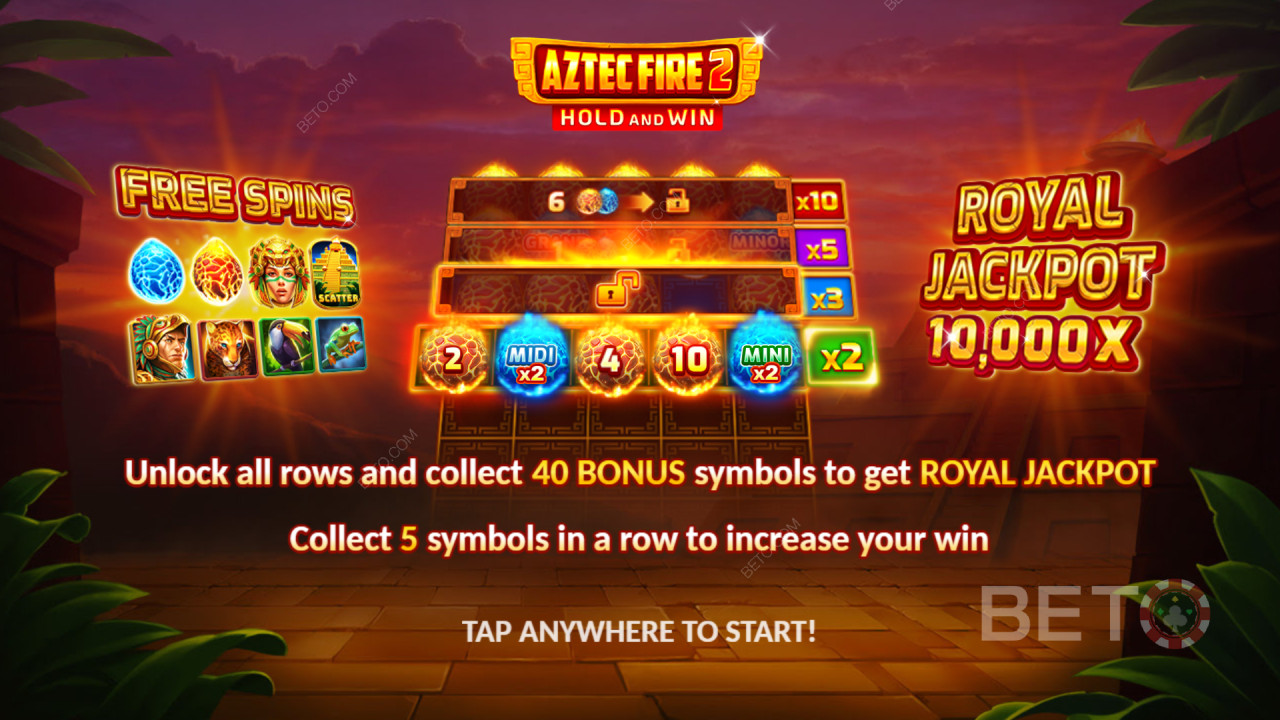 ฟีเจอร์โบนัสอธิบายใน Aztec Fire 2 โดย 3 Oaks Gaming