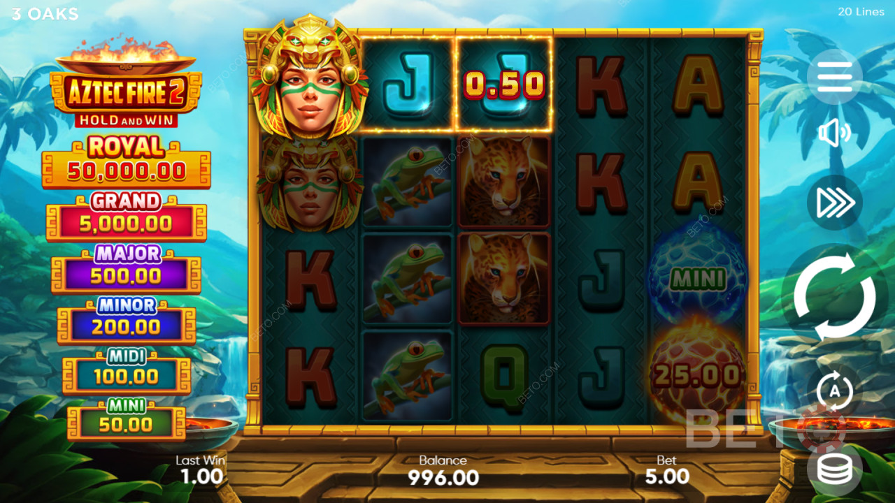 วิธีเล่นเกม Aztec Fire 2 ของ 3 Oaks Gaming